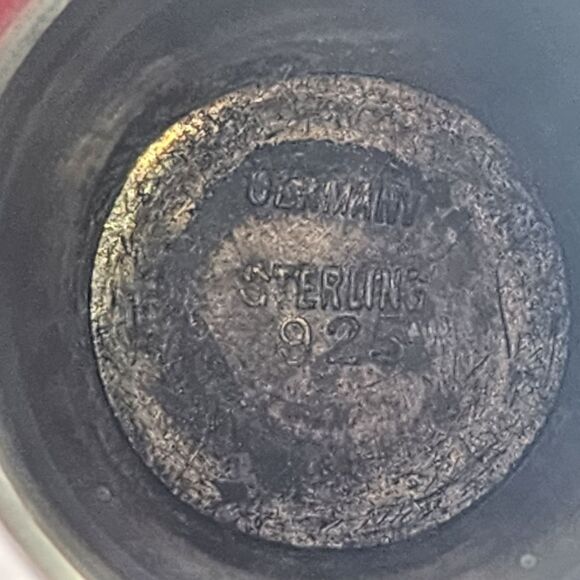 Vintage Sterling Silver Guilloche Enamel & Painted Flower Thimble - Picture 6 of 6